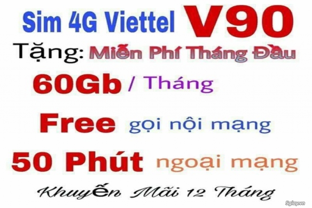 Sim 4G Thân Kỳ - V90  - Gọi Nội Mạng Viettel FREE + 62Gb/Tháng