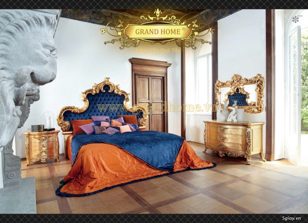 Nội thất cổ điển đẳng cấp theo phong cách Ý - giường ngủ phòng khách - 1