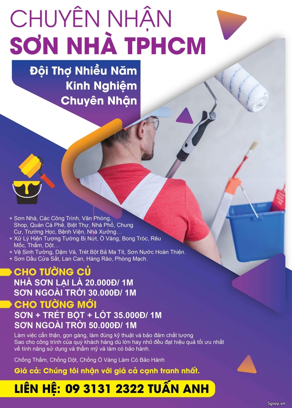 chuyên nhận sơn các công trình nhà cửa