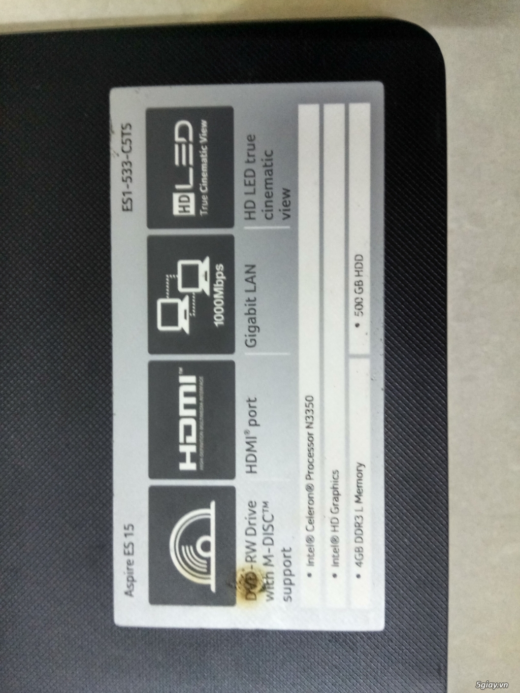 Bán Laptop Acer ES1 533 c5ts màn hình 15.6 inches giá mềm.... - 2