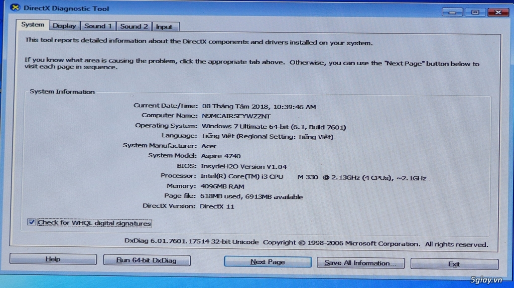 Bán laptop Acer ASPIRE 4740 CORE I3-Ram 4gb-HDD 500gb - 1