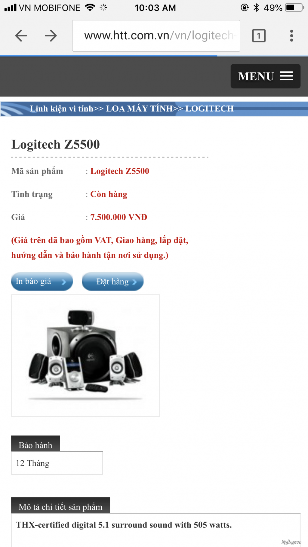 Cần mua: Sub Logitech 5500 5.1