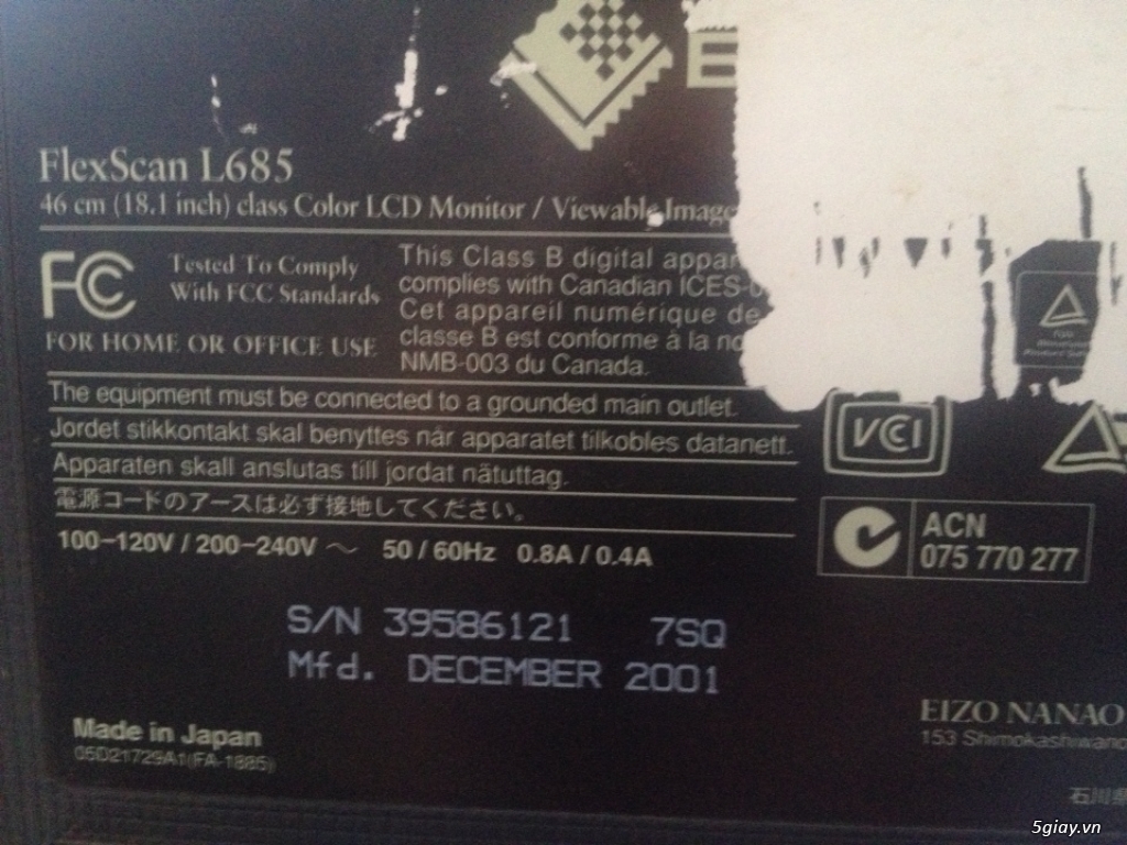Bộ CPU T7500. Ram 2G. HDD 250G. DVD WR, Chuột , Phím + LCD 18 - 4