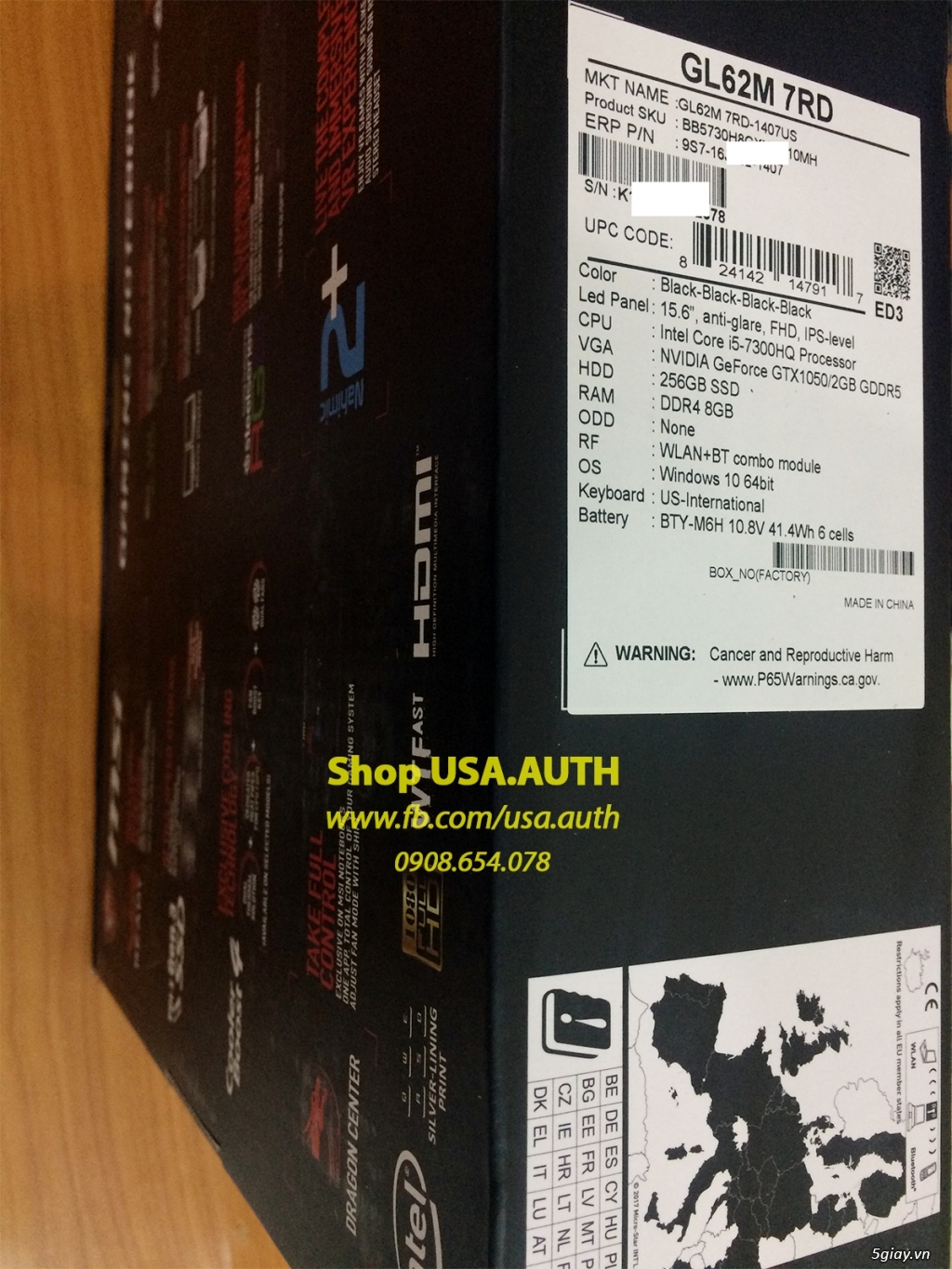[New seal 100%] MSI GL62M i5-7300HQ | GTX 1050 | 8 GB RAM | 256 GB SSD - 5