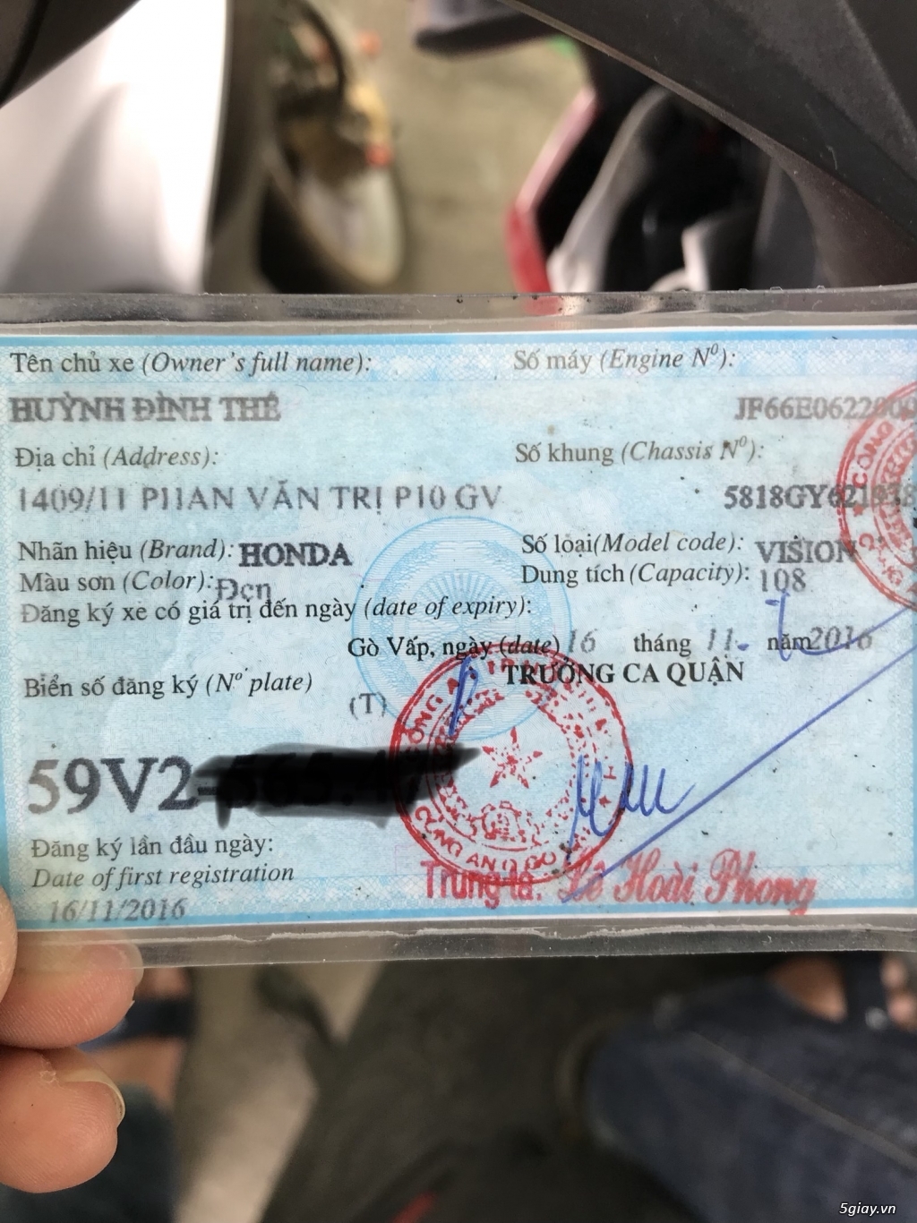 Cần bán Honda Vision đen nhám,BSTP - 4