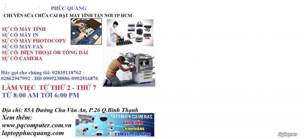 Phúc Quang chuyên bơm mực, sửa chữa máy in, máy photo, Scan giá rẻ Sg