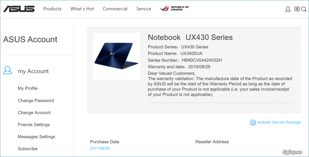 Cần bán: HCM - Laptop Asus UX430UA, i7-7500u, SSD 475GB - 5