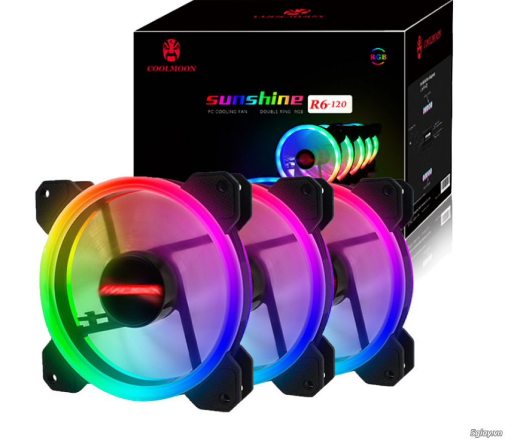 Bộ 3 Fan case Coolman Sunshile Led RGB Dual Ring - 3