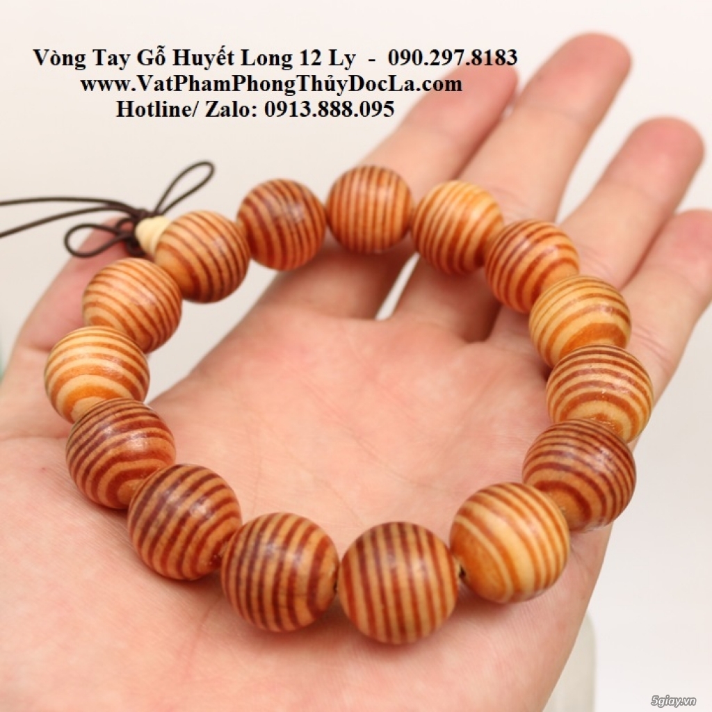 Vòng Tay Gỗ Huyết Long 12 Ly - Bình An Và May Mắn - 3