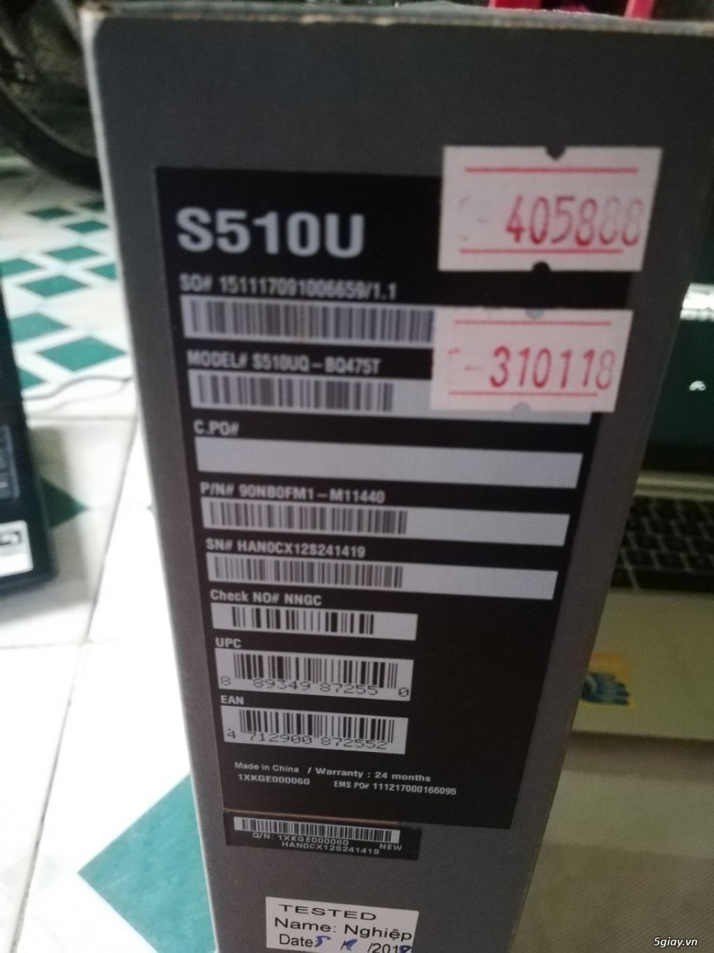 Bán Asus Vivobook S510UQ/i5-8250U/4G/1T/GT940MX 2G Mới 11.8TR - 2