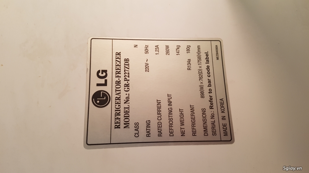 Cần bán tủ lạnh side by side LG 612L