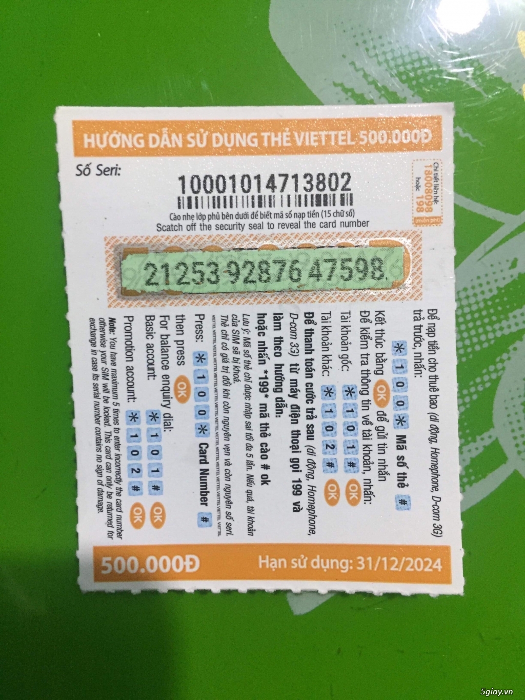 Thẻ cào 3 nhà mạng ck 20 gd vcb