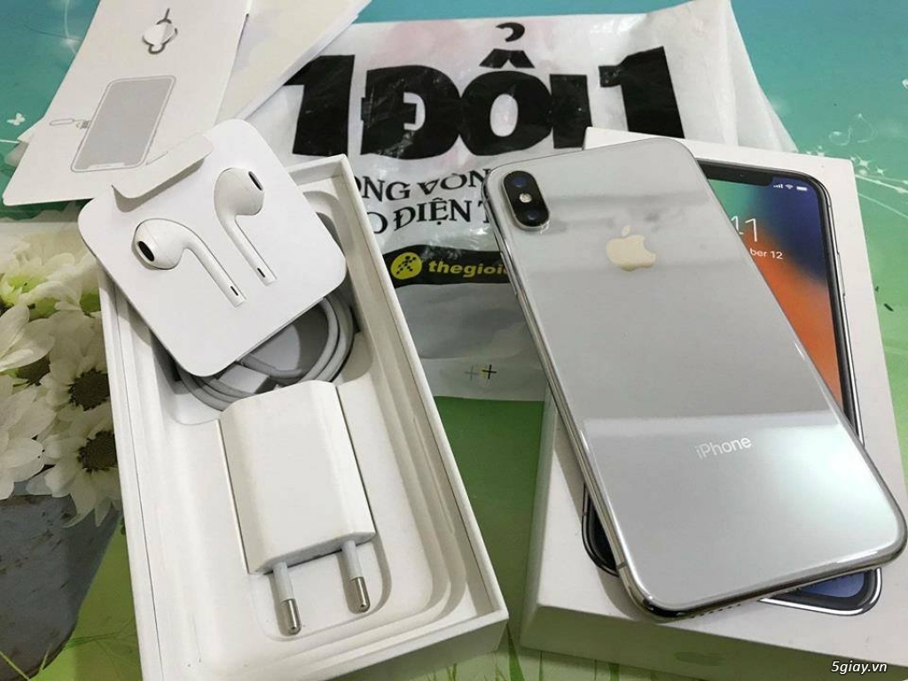 iphone X 256gb silver, bảo hành 9 tháng, zin all, full box - 2