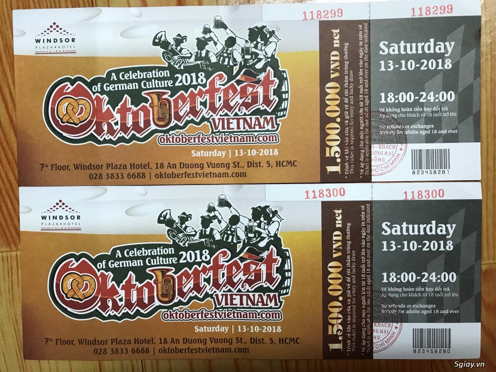 Cần bán vé Oktoberfest ngày 13/10/2018 - 1