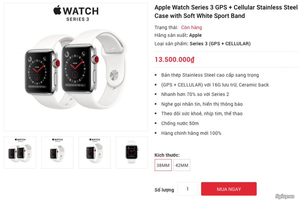 Apple Watch Series 3 (GPS + LTE) đủ màu, nguyên seal LL/A chưa active hổ trợ trả góp 0% - 12