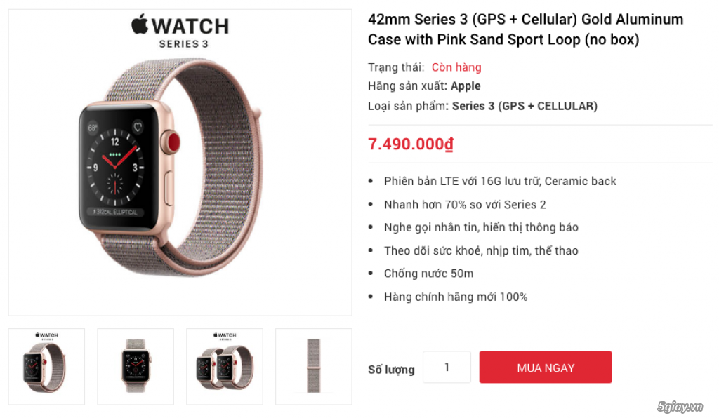 Apple Watch Series 3 (GPS + LTE) đủ màu, nguyên seal LL/A chưa active hổ trợ trả góp 0% - 6