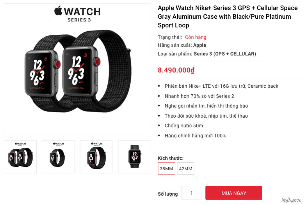Apple Watch Series 3 (GPS + LTE) đủ màu, nguyên seal LL/A chưa active hổ trợ trả góp 0% - 14