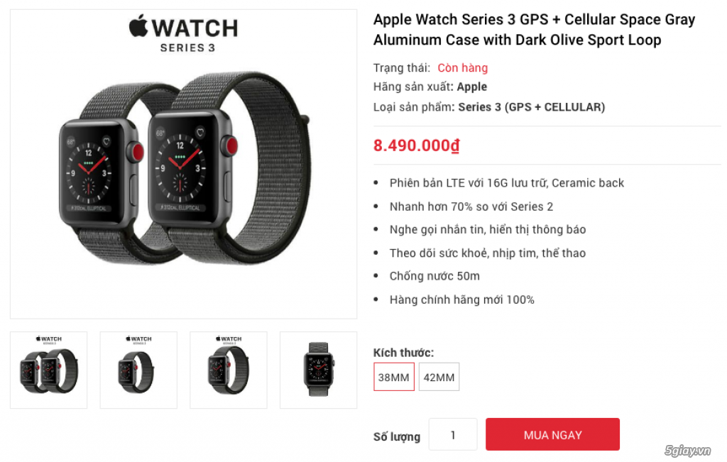 Apple Watch Series 3 (GPS + LTE) đủ màu, nguyên seal LL/A chưa active hổ trợ trả góp 0% - 11