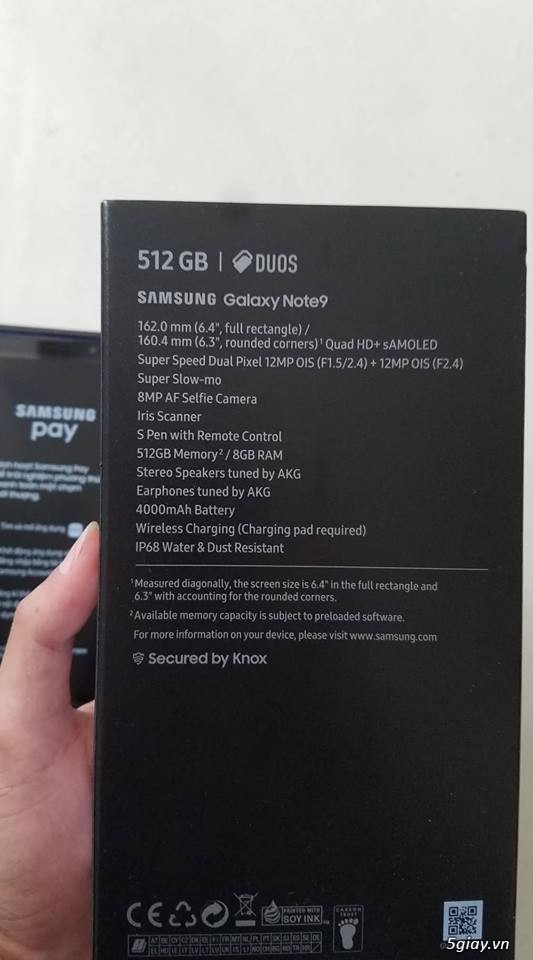 Samsung Note 9 SSVN - 99% - 2 sim - 512GB - Fullbox - BH 12/10/2019 - 2