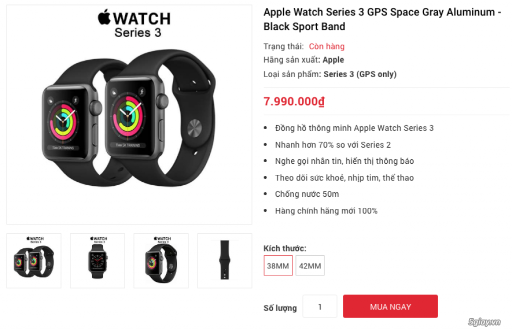 Apple Watch Series 3 (GPS + LTE) đủ màu, nguyên seal LL/A chưa active hổ trợ trả góp 0% - 3