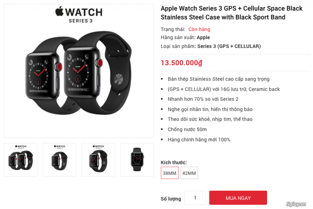 Apple Watch Series 3 (GPS + LTE) đủ màu, nguyên seal LL/A chưa active hổ trợ trả góp 0% - 13