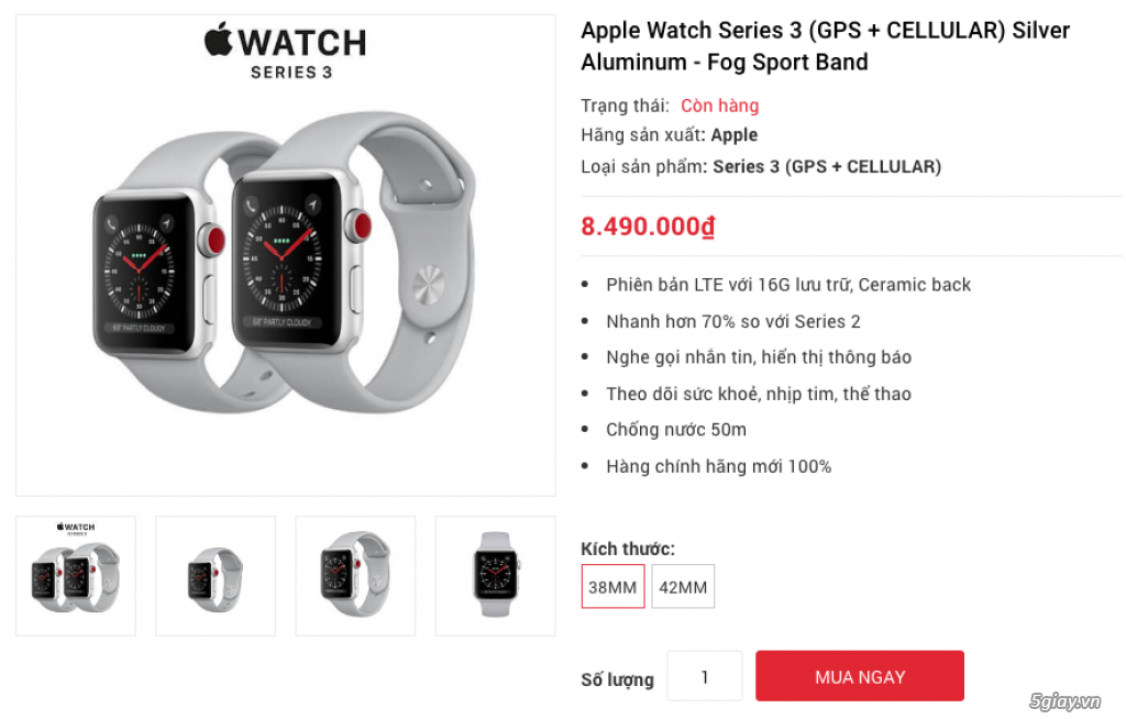 Apple Watch Series 3 (GPS + LTE) đủ màu, nguyên seal LL/A chưa active hổ trợ trả góp 0% - 15