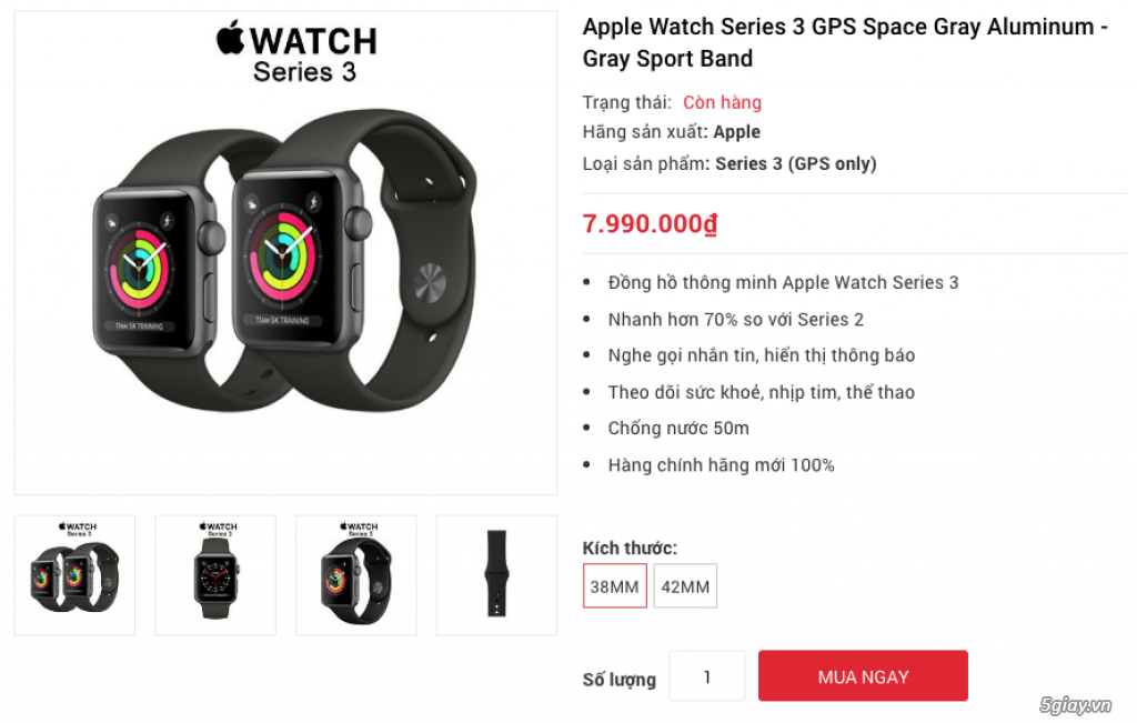 Apple Watch Series 3 (GPS + LTE) đủ màu, nguyên seal LL/A chưa active hổ trợ trả góp 0% - 5