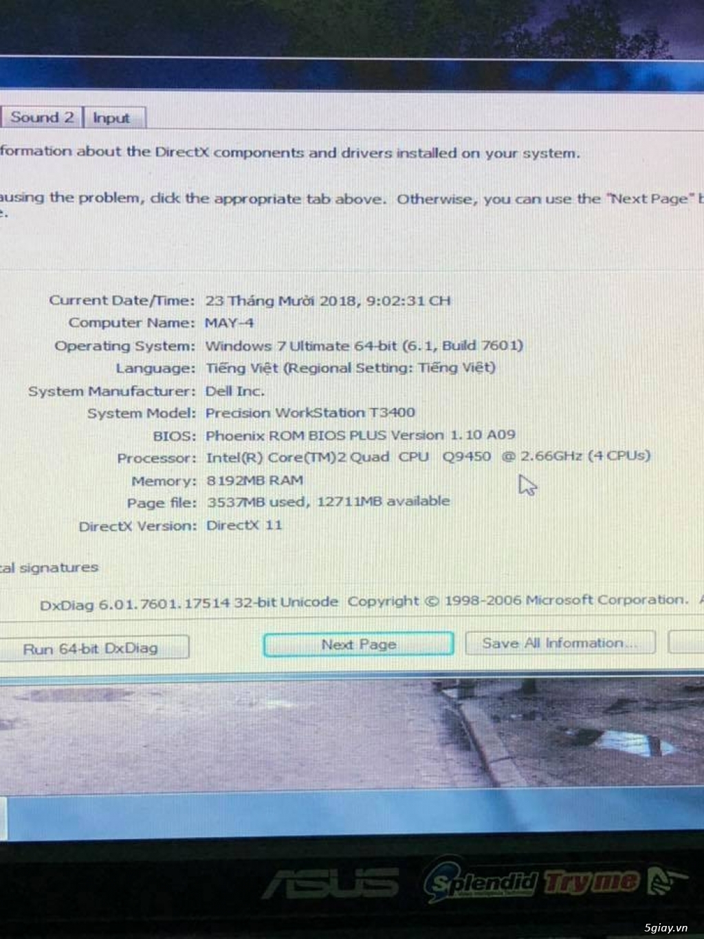 Thùng Dell workstation T3400 corequad Q9450 tâm huyết, RAM 8GB,320GB - 2