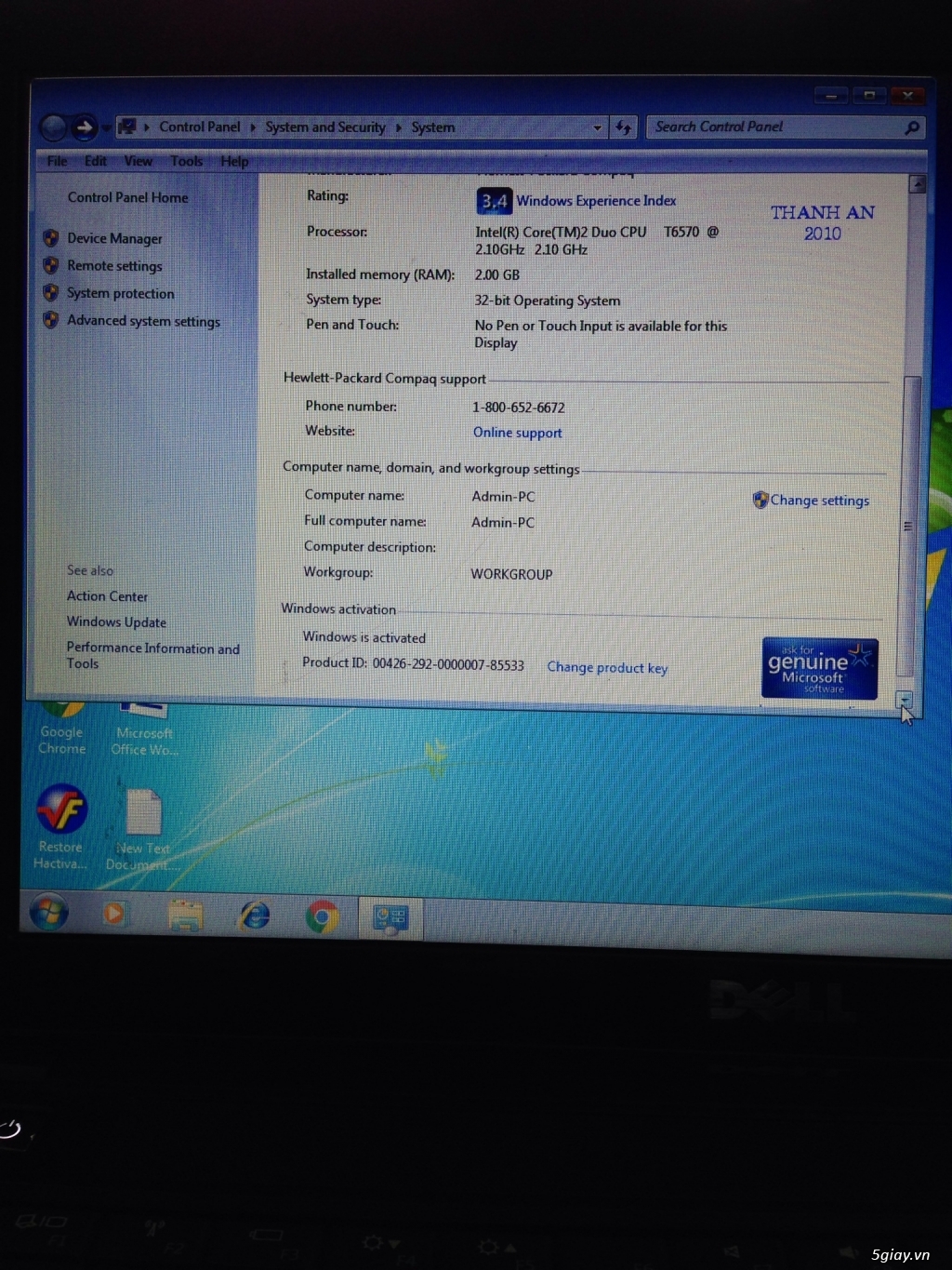 Laptop dell inspiron 1440 core2 Duo nhà xài bán full chức năng - 1