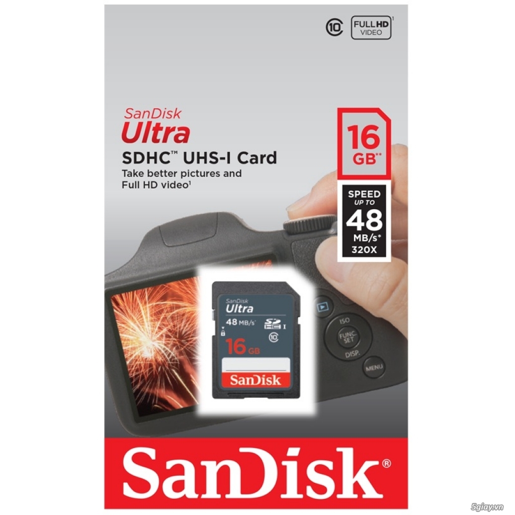 Thẻ nhớ SD Ultra SanDisk 16GB Class 10 – 48MB/s tại Máy Ảnh City