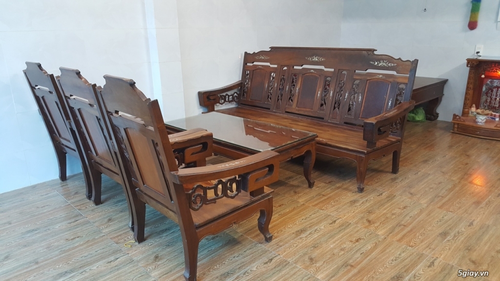 Bán bộ salon làm bằng gỗ cẩm lai (Việt) & gỗ Nu tay chữ thọ 7 món - 1