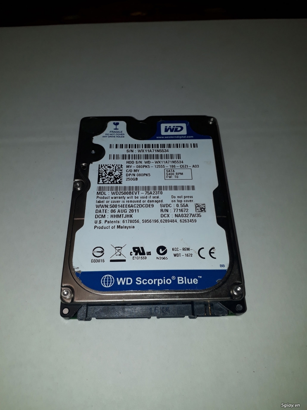 Ổ Cứng Laptop HDD Western 250GB Sata 5400rpm 2.5” - 2