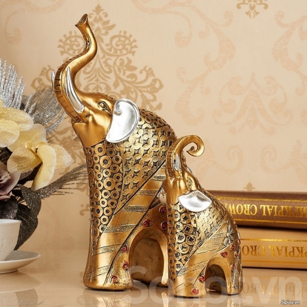 Cặp voi vàng trang trí - Đồ trang trí tân cổ điển - 3