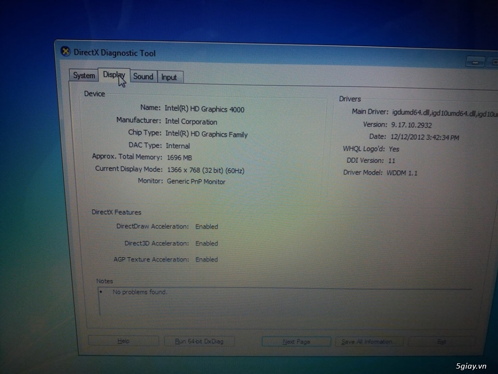 Dell Core i5 3210M Gen 3 Ram 4Gb Màng Hình 15.6 HD - 3