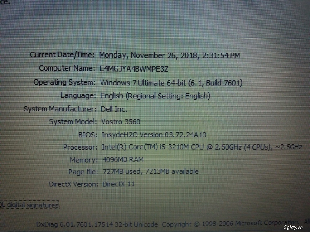 Dell Core i5 3210M Gen 3 Ram 4Gb Màng Hình 15.6 HD - 2