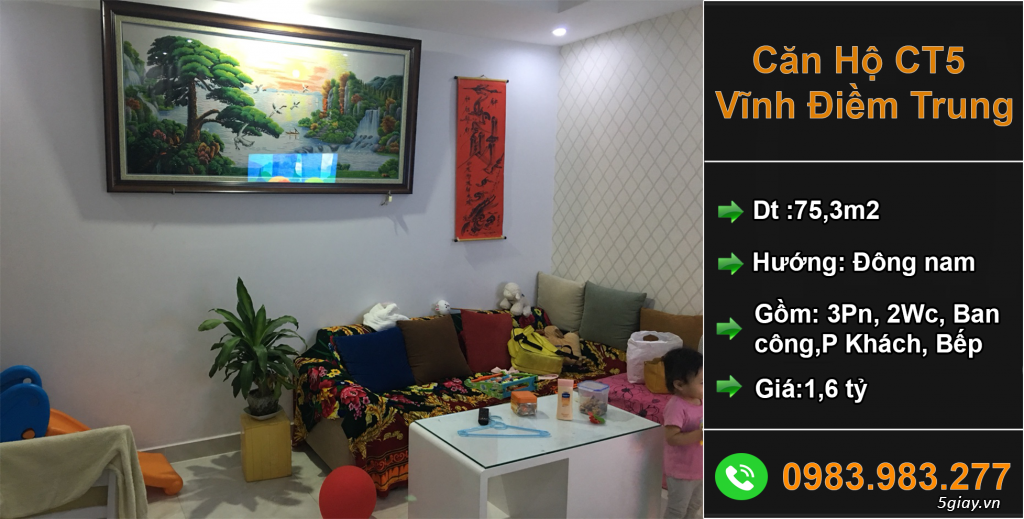 Cần bán:Căn hộ góc 3 phòng ngủ chung cư CT5 KĐT VĐT Nha Trang