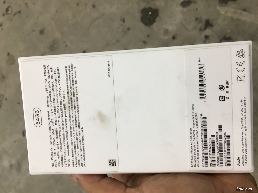 iPhone xs 64g màu gold. Chưa active. Hàng Nhật. Mã JA