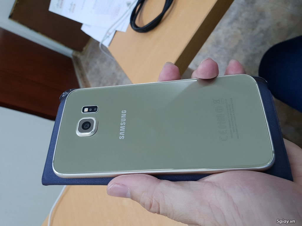 Samsung S6 màu vàng, nứt kính, cảm ứng vẫn tốt, máy đẹp giá rẻ - 4