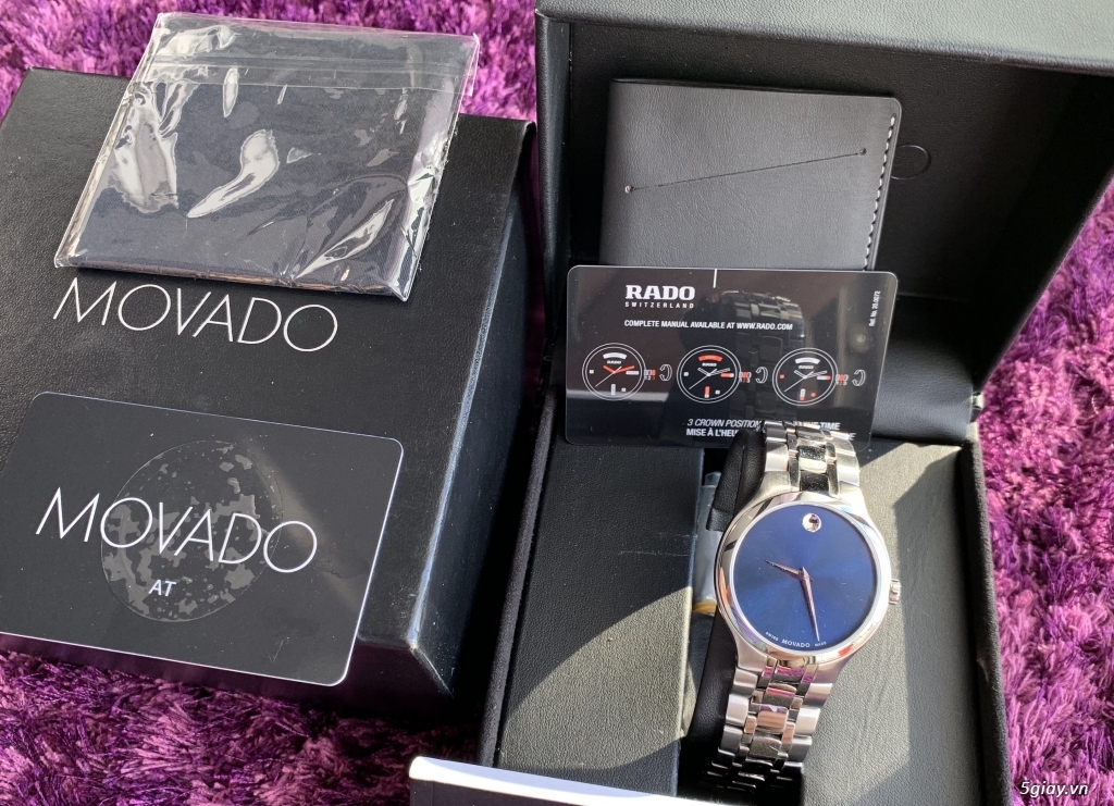 Bán đồng hồ Movado xanh, xách tay Mỹ, fullbox, 99% (hình)