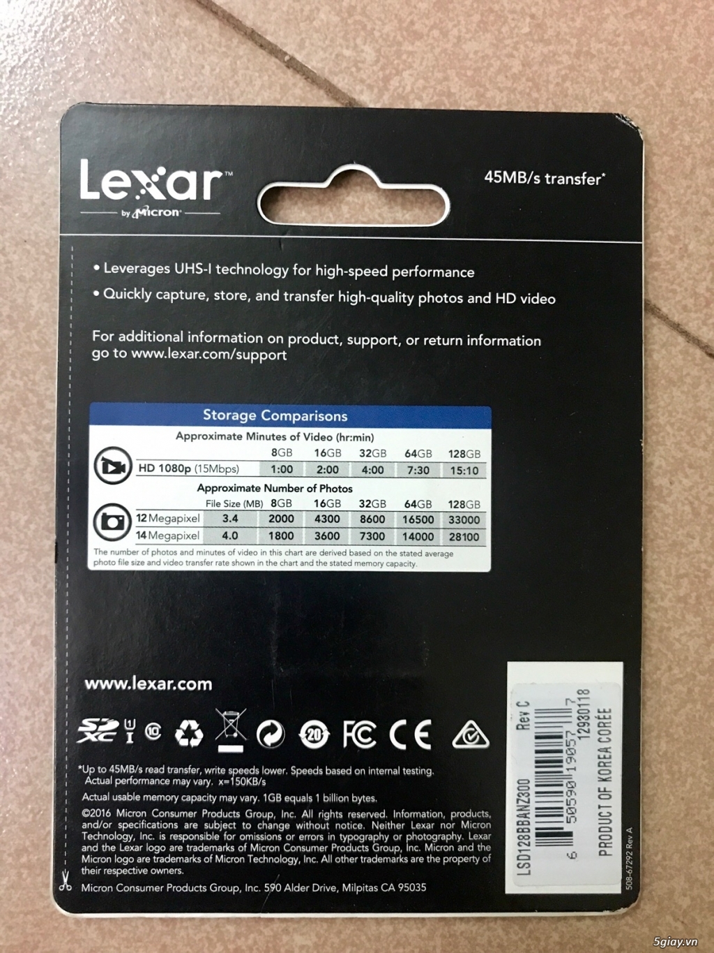 THẺ NHỚ SD LEXAR 128gb, EMTEC 32Gb - 1
