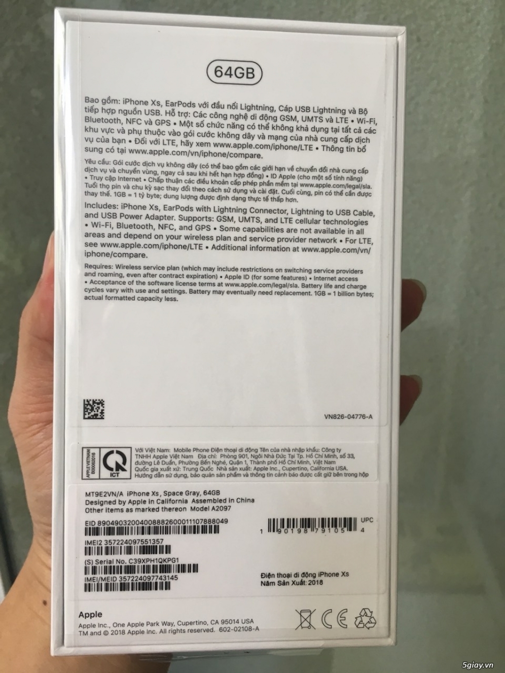 Apple iPhone XS 64 GB Silver, Space gray nguyên Seal Nguyễn Kim - 3