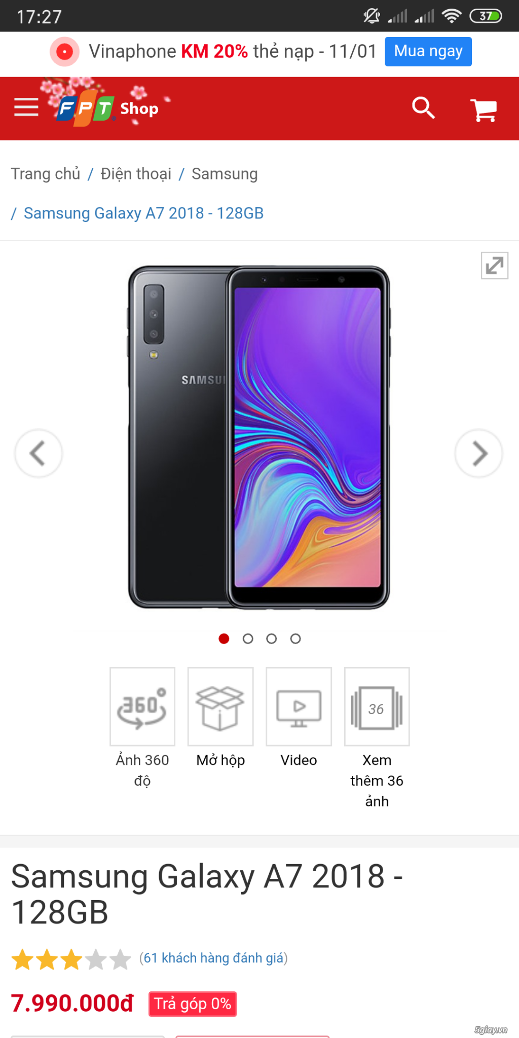 Samsung Galaxy A7 2018 128/6gb CHÍNH HÃNG mới 100 % nguyên seal - 3