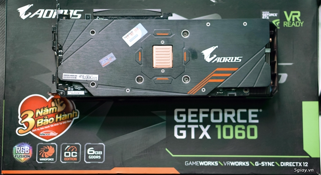Bán VGA Gigabyte GTX - 1060 6Gb Aorus còn bảo hành tới 5/2021 - 2
