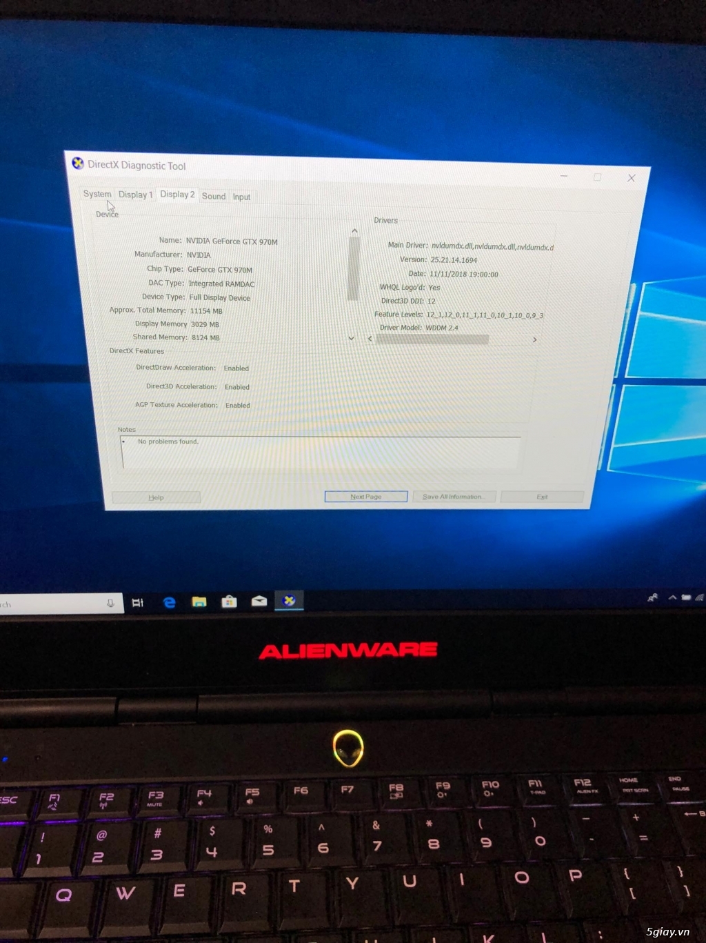 Cần Bán: Con Alienware 15' R2 SSD 500 + HDD 500 + I7 Gen 6 - 3