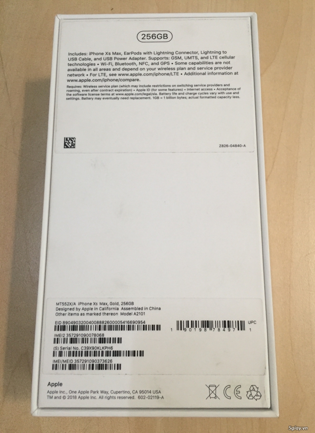 Apple iPhone XS Max 256 GB Vàng hồng hàng xách tay Úc mới 100%