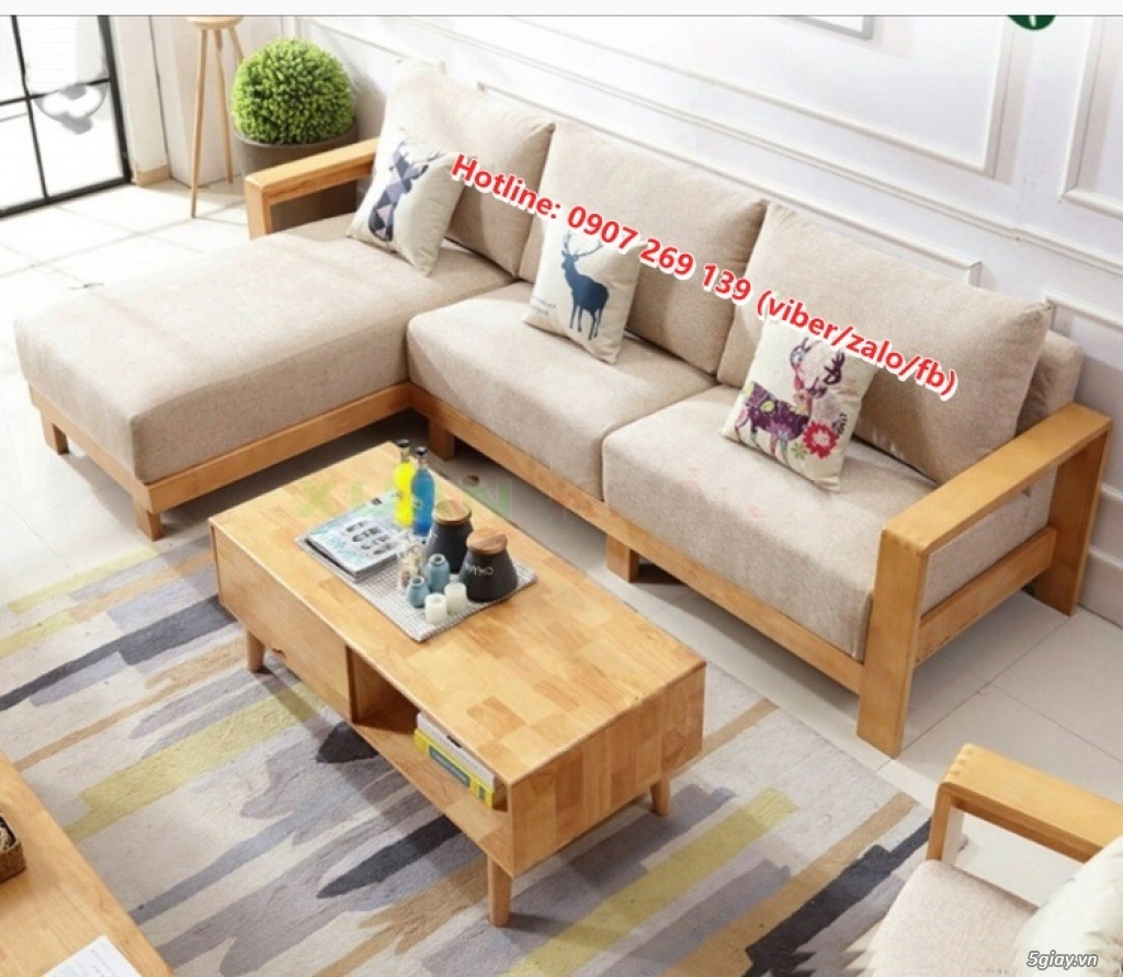 Những mẫu sofa gỗ chữ l, sofa gỗ cao cấp cho phòng khách 2019 - 9