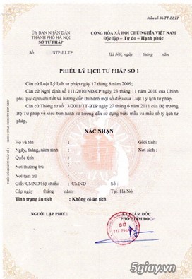 Nhận làm phiếu lý lịch tư pháp cho người Việt Nam đang ở nước ngoài