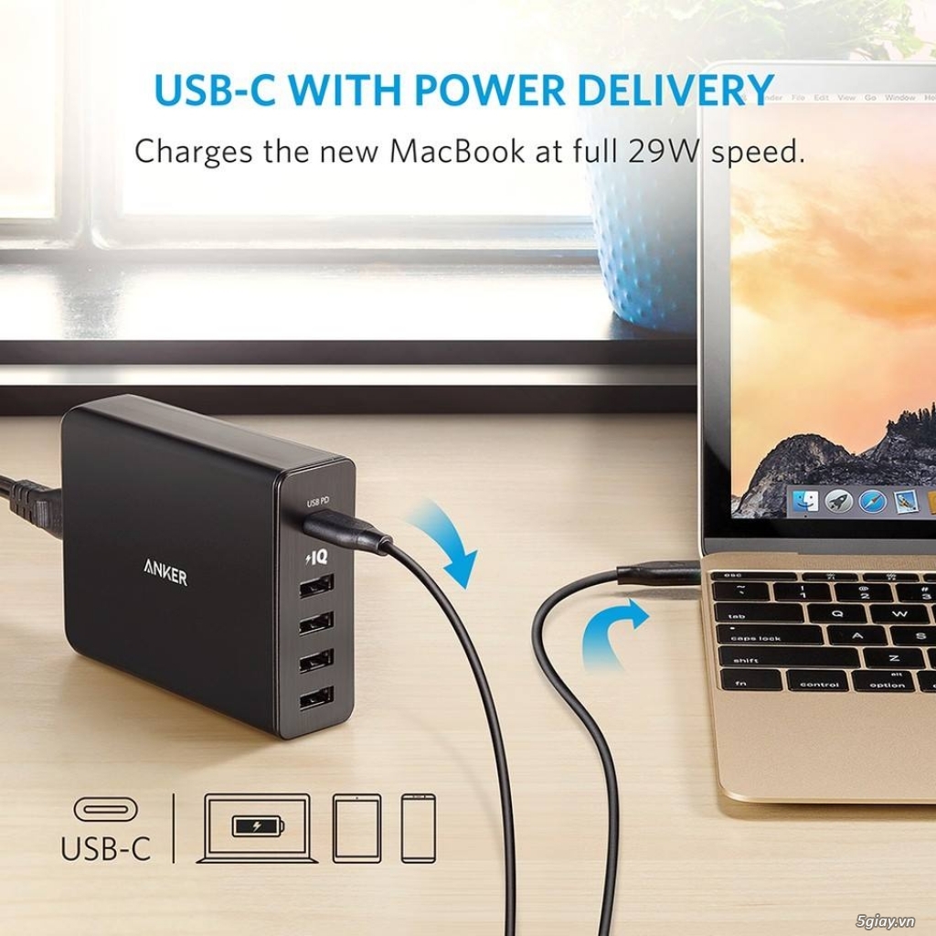 Sạc Anker 5 cổng-60w USB-C Power Delivery - 4