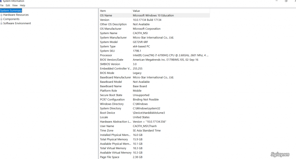 Bán MSI GE72VR 6RF Apache Pro cũ