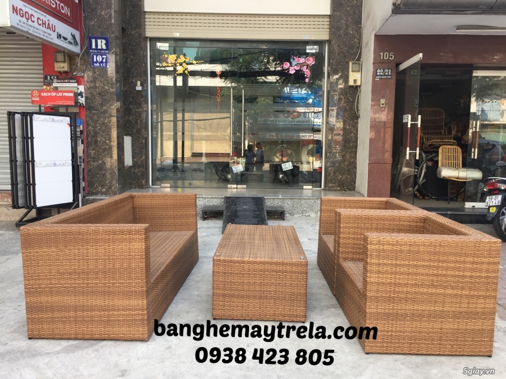Bàn ghế sofa nhựa giả mây - 4